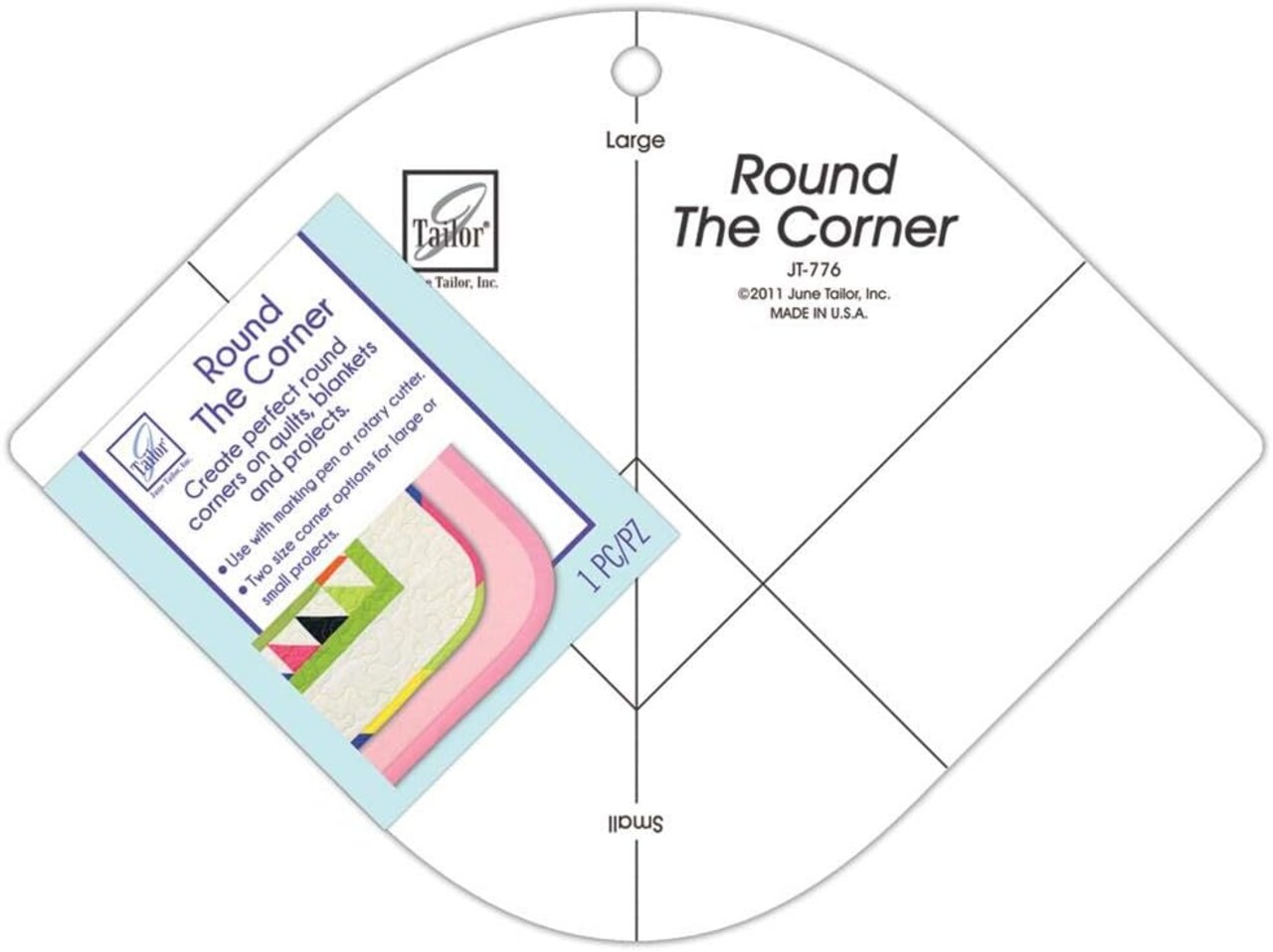June Tailor Round the Corner Ruler for Quilting & Sewing, Acrylic Fabric Ruler for Rounded Corners